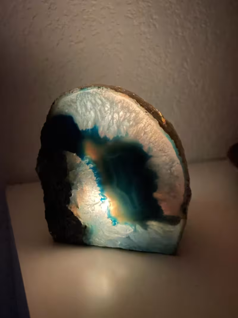 photophore agate ref 0001 bleu doré bougie