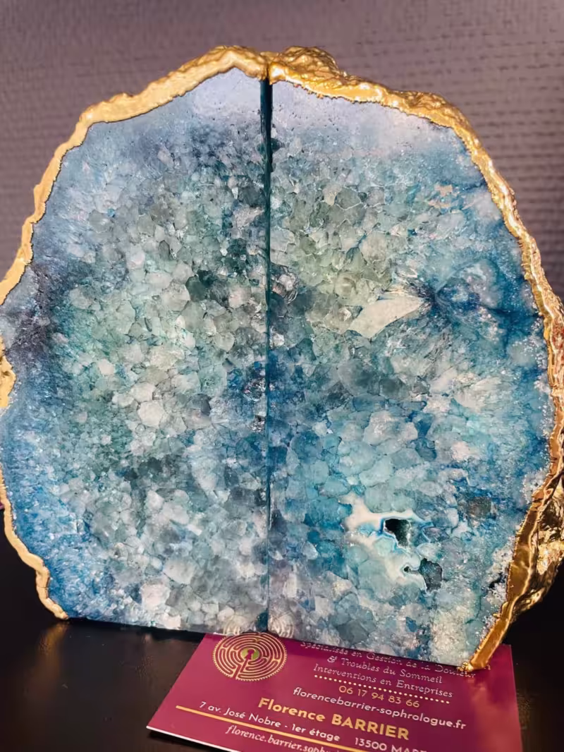 Presse-livres en agate véritable plaqué or 