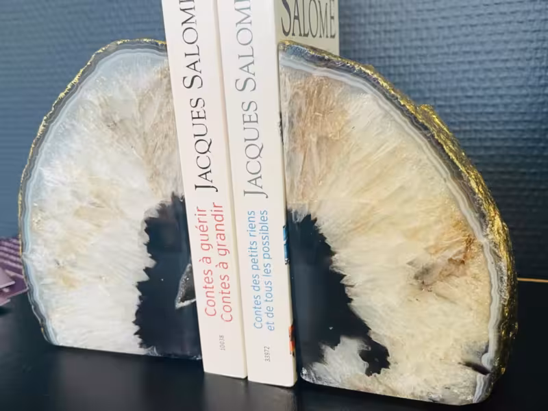 Serre-livres agate noir et or