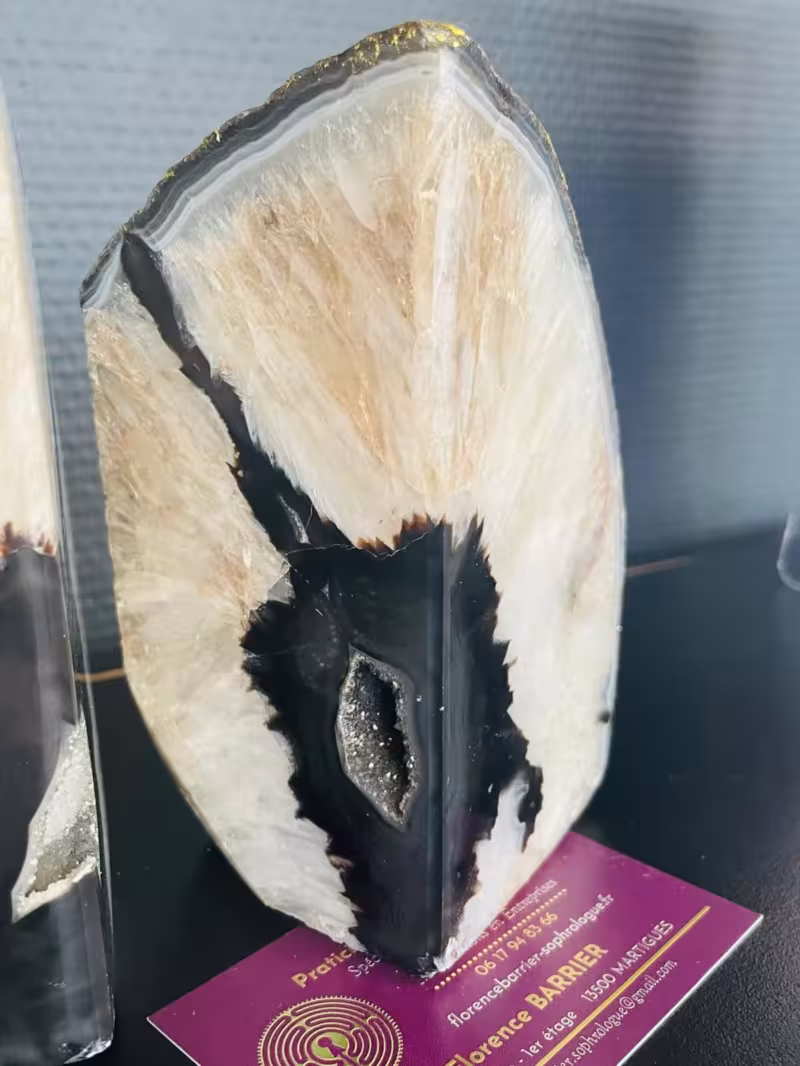 Serre-livres agate noir et or