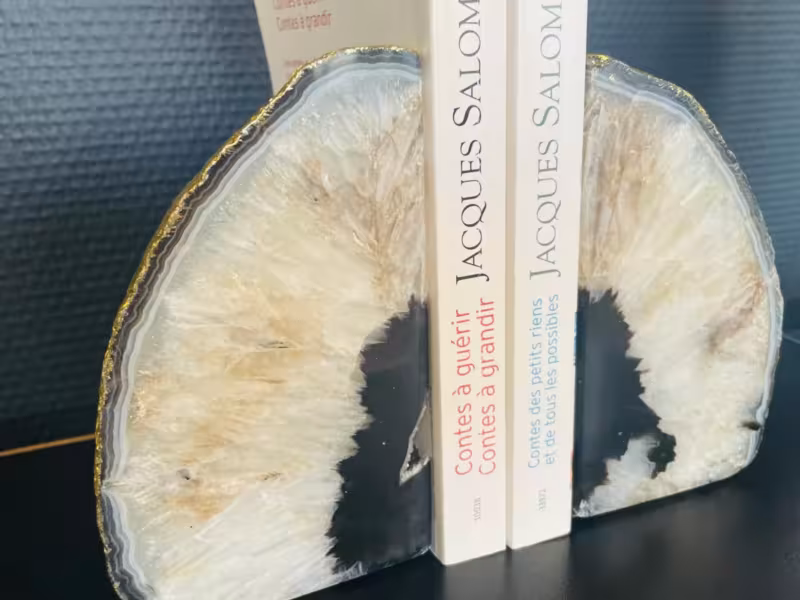 Serre-livres agate noir et or