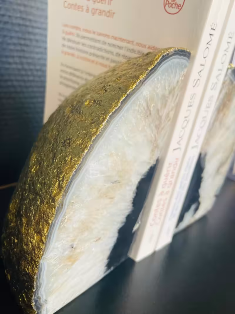 Serre-livres agate noir et or