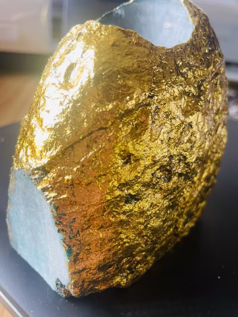 photophore agate bleue et dorée