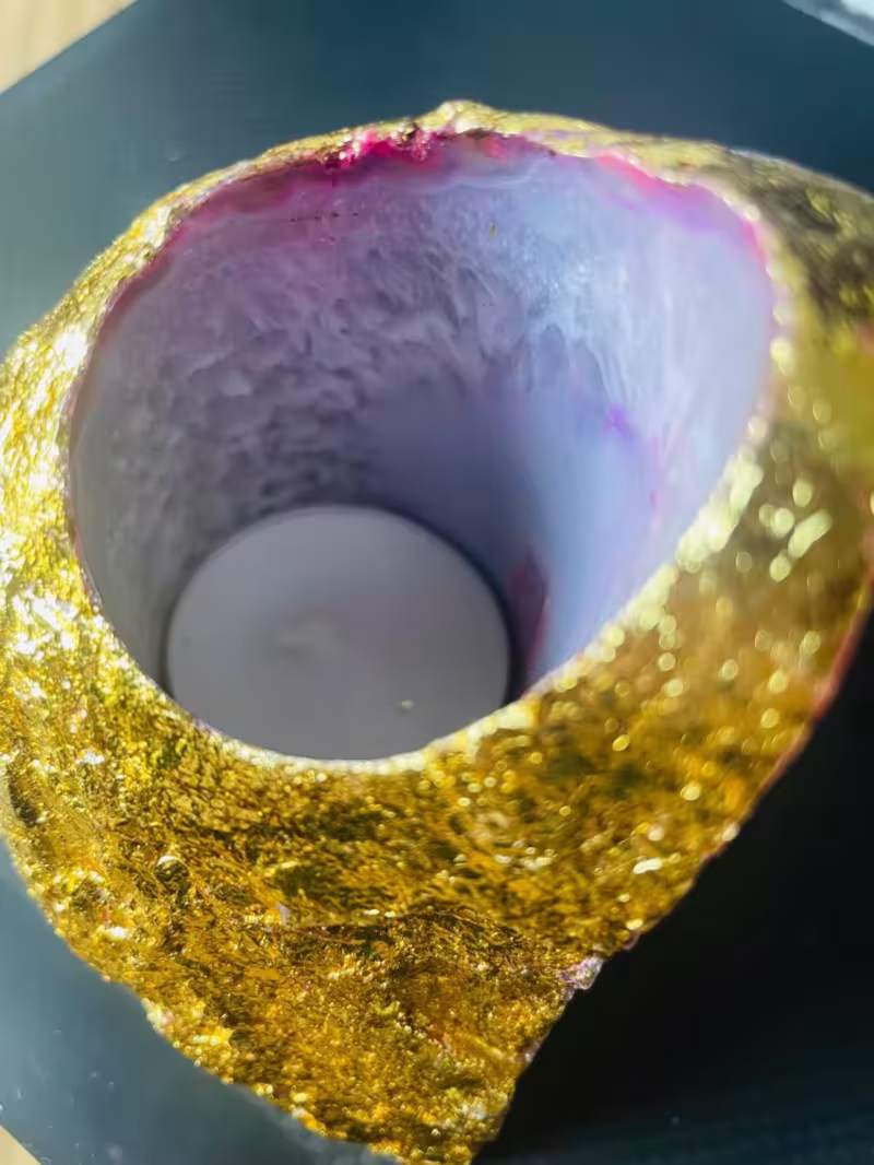 Photophore agate rose et or bougie