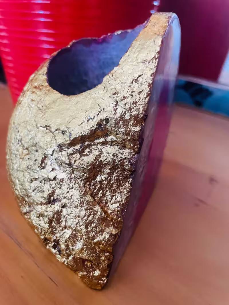 Photophore agate rose et or vue de côté