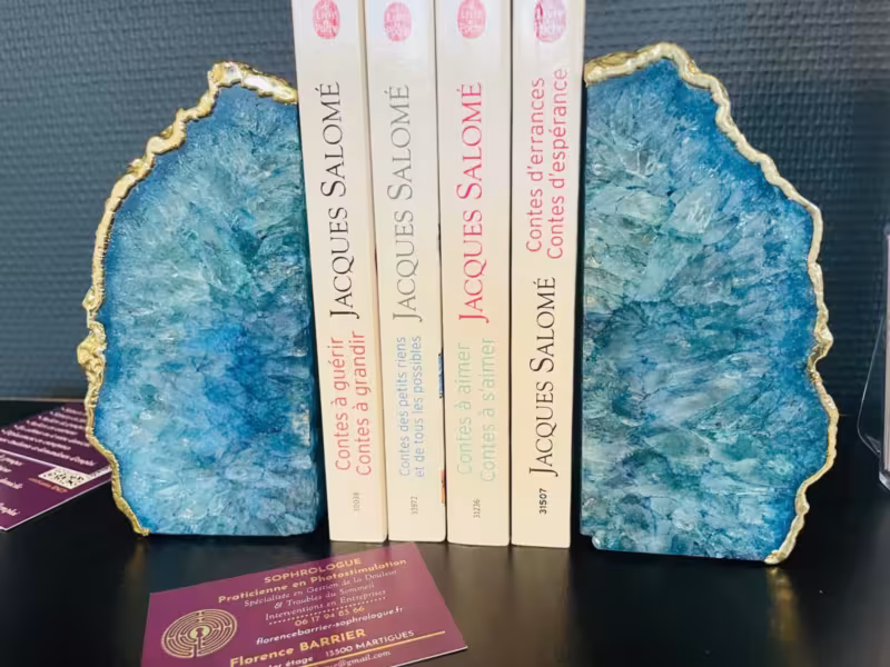 Presse-livre agate bleue et or