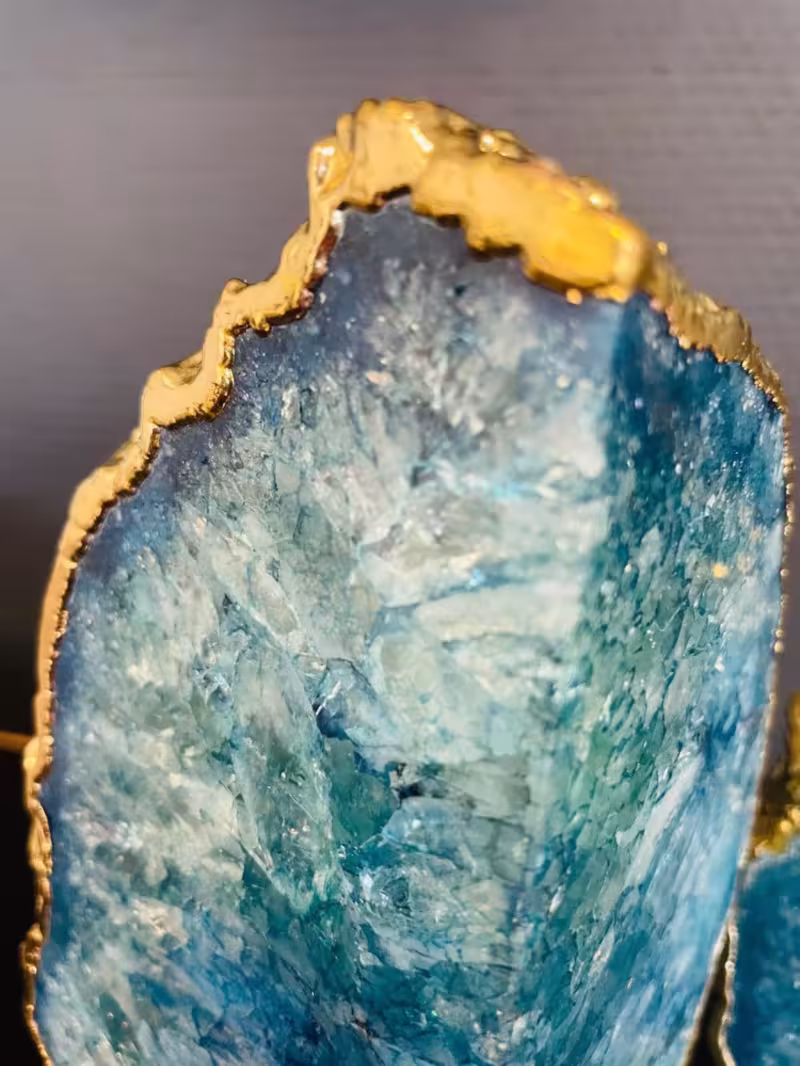 Presse-livre agate bleue et or