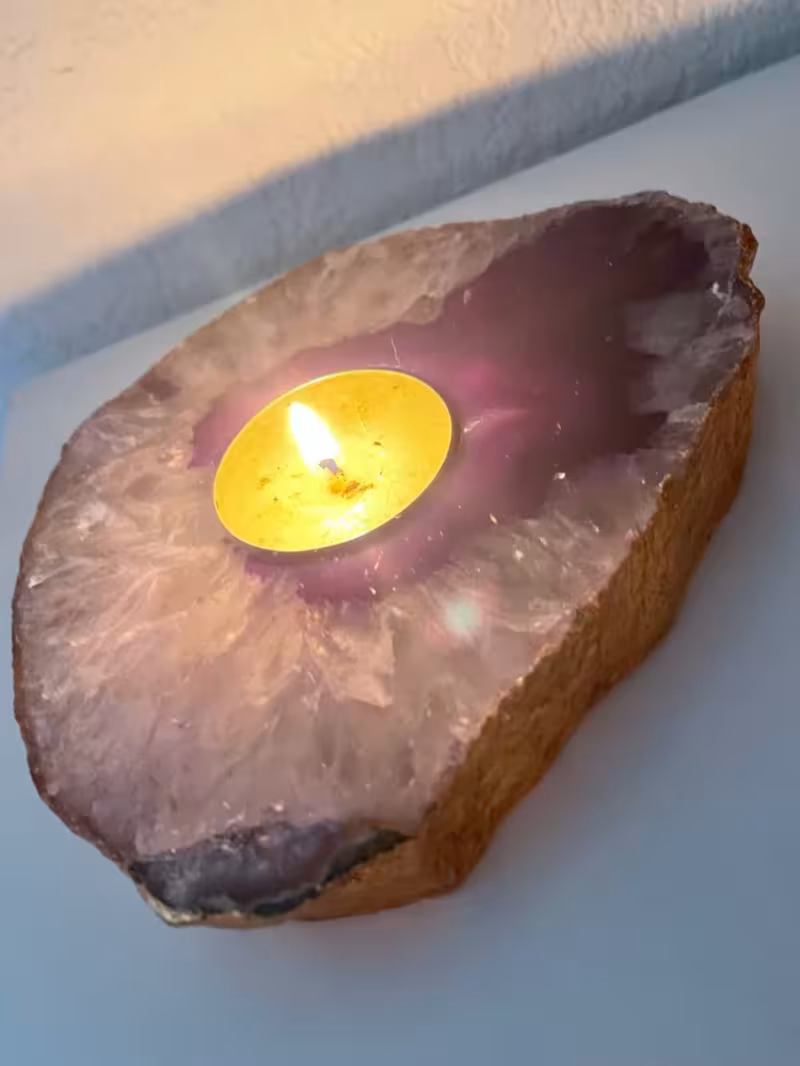 bougeoir agate violet et cuivre
