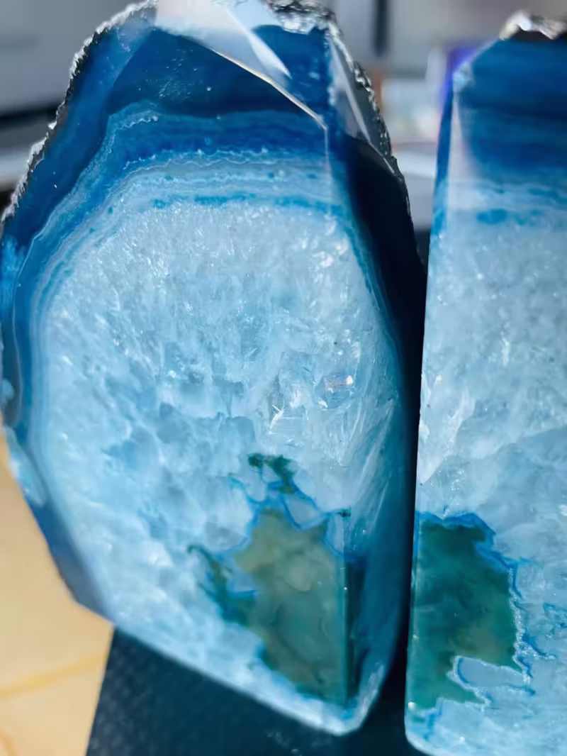 serre-livres agate bleue et argent