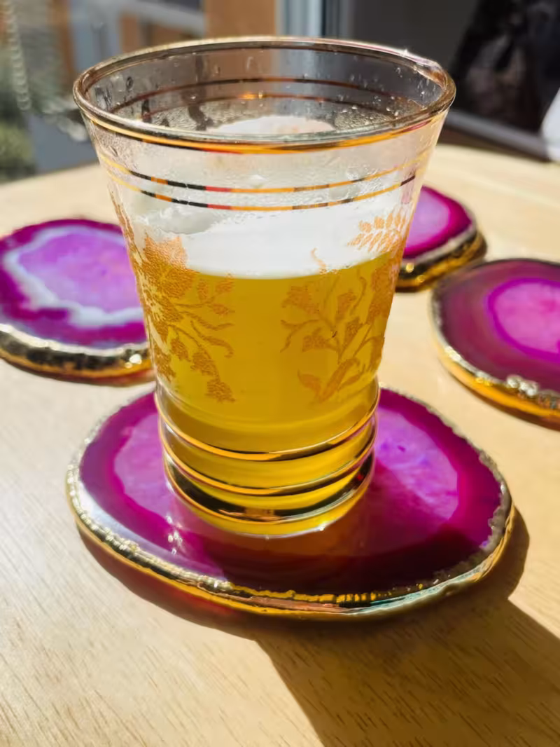 sous-verre agate rose et or