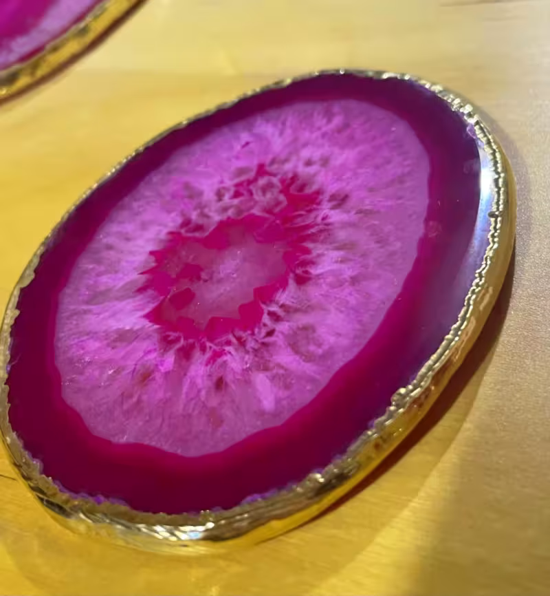 dessous de verre agate rose or