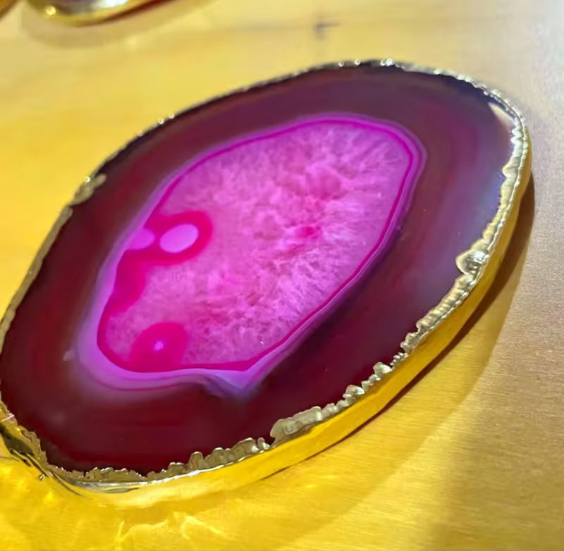 dessous de verre agate rose or