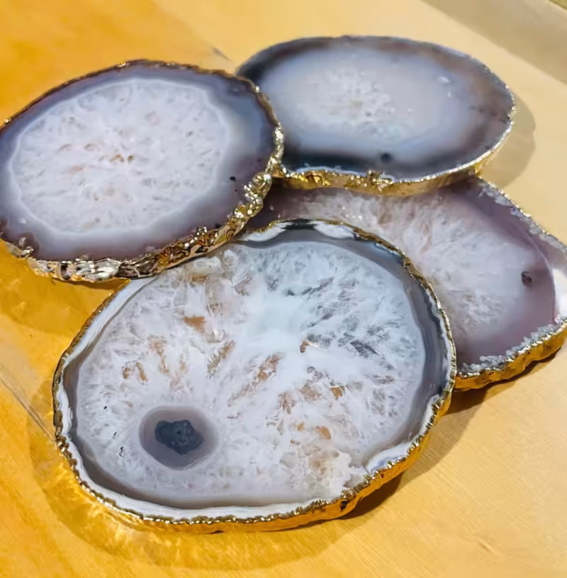 dessous de verre agate gris et or