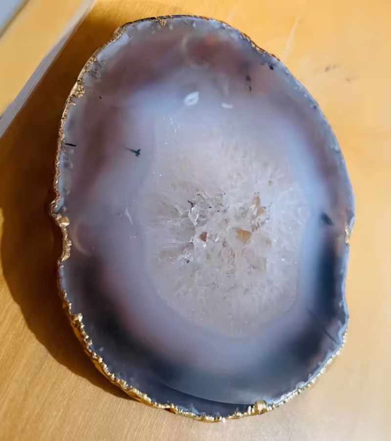 dessous de verre agate gris et or