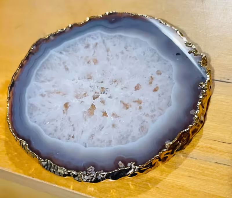 dessous de verre agate gris et or