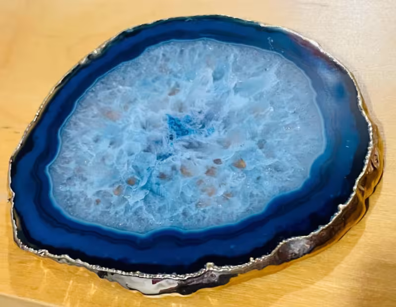 dessous de verre agate bleu foncé or
