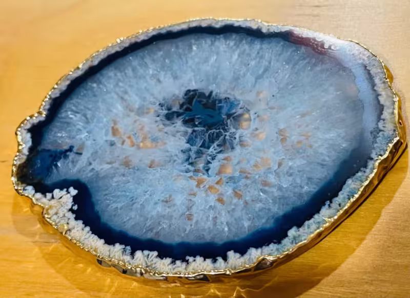 dessous de verre agate bleu foncé or