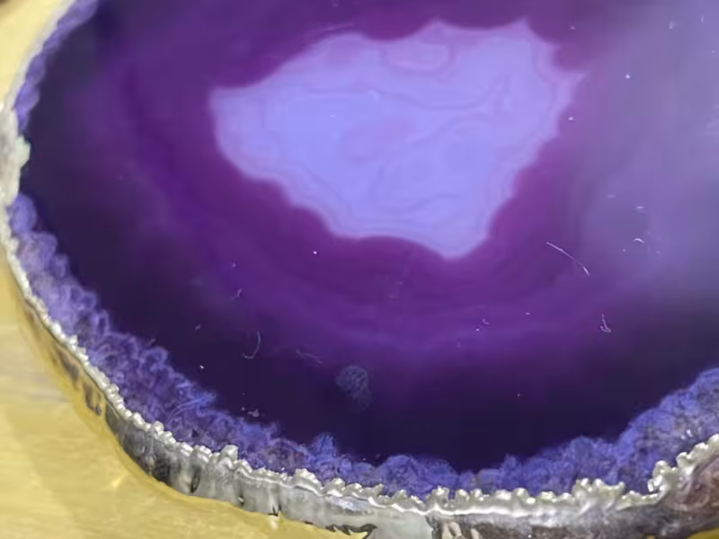 dessous de verre agate violet et or