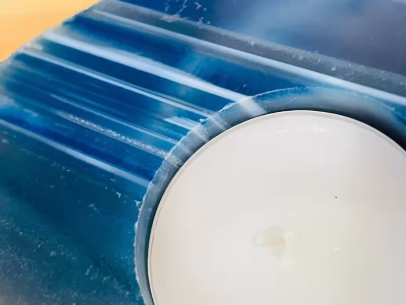 bougeoir agate bleu or