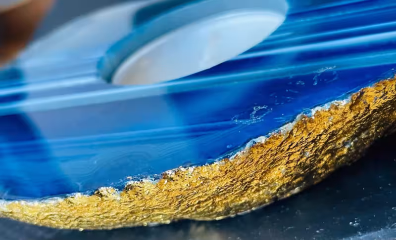 bougeoir agate bleu or