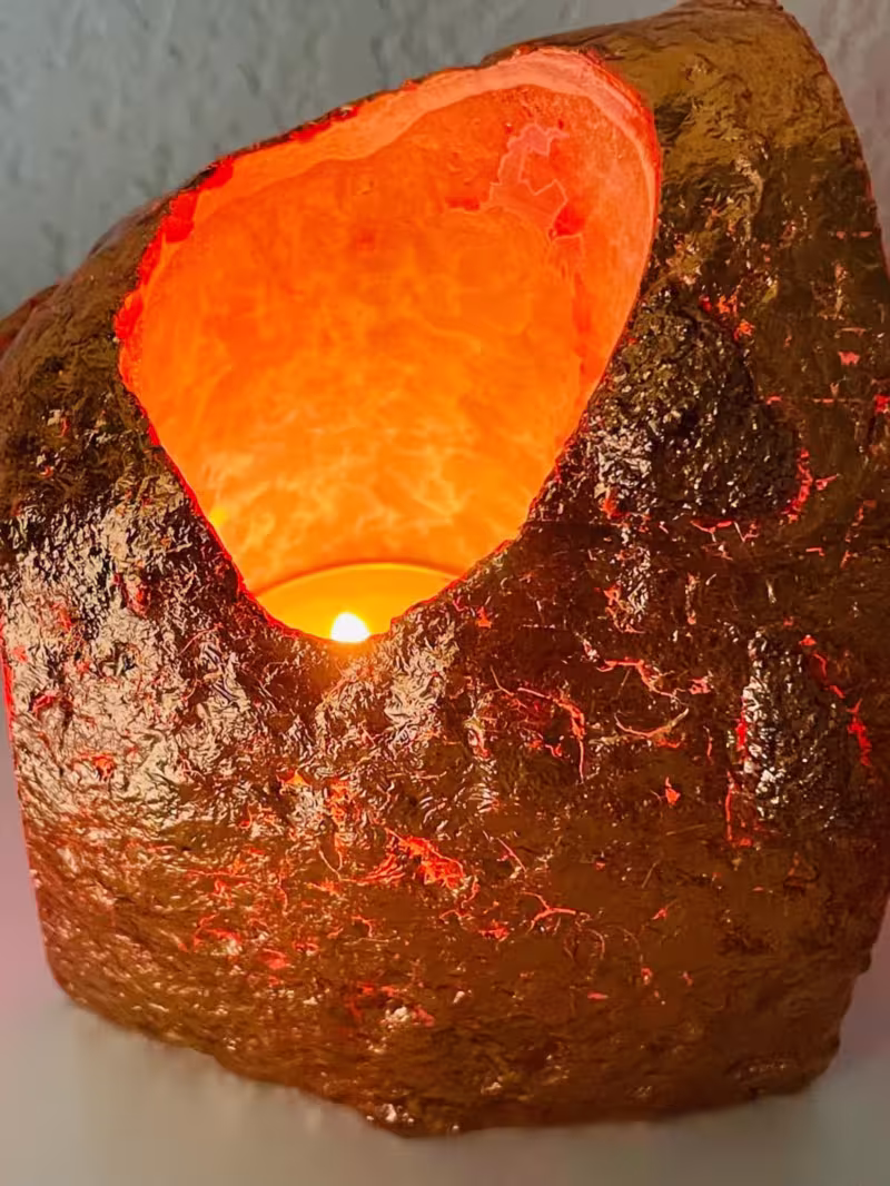 photophore agate rose cuivre