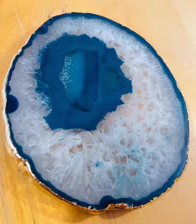 dessous de verre bleu sarcelle or