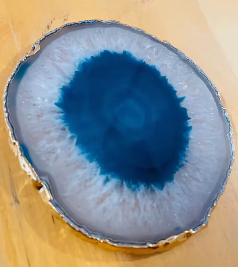 dessous de verre bleu sarcelle or