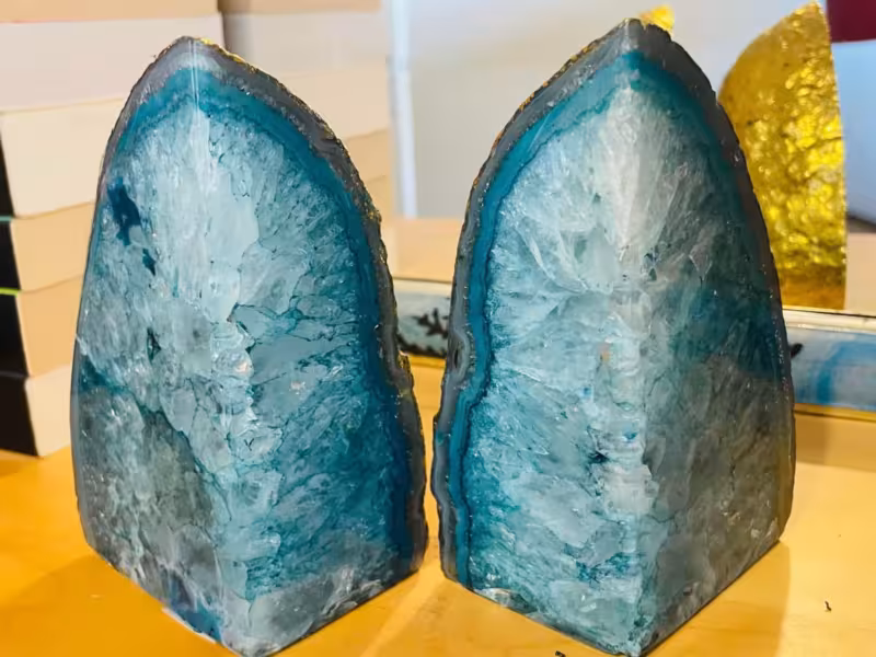 presse-livres bleu sarcelle or