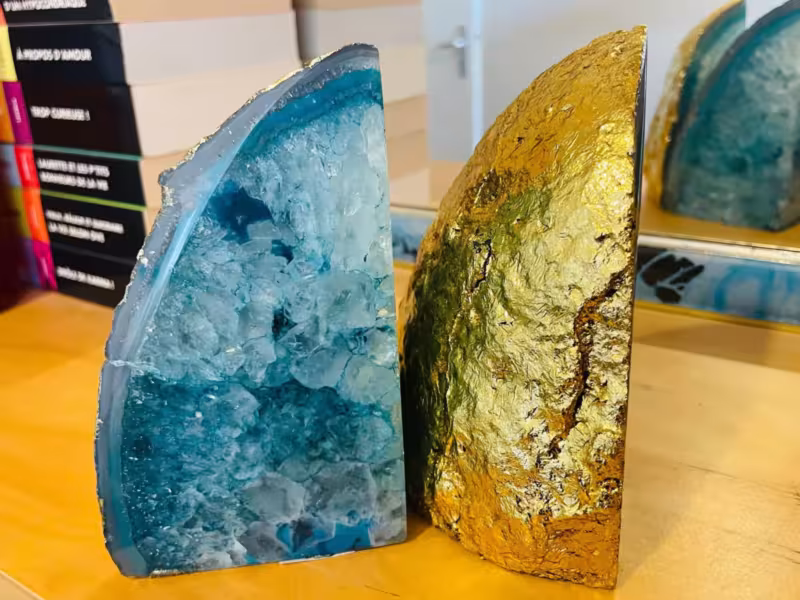 presse-livres bleu sarcelle or