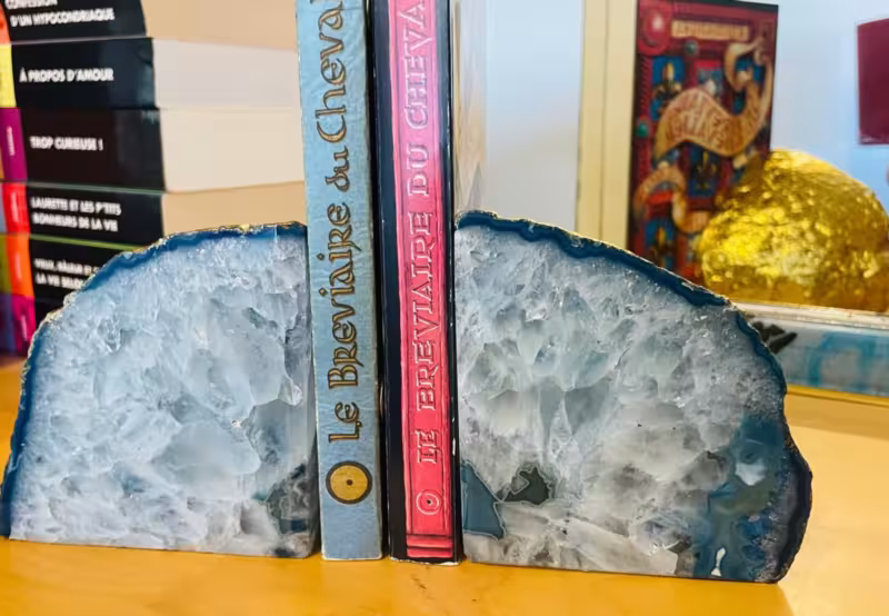 presse-livres bleu or