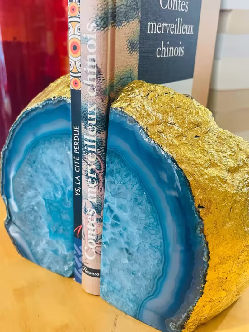 presse-livres agate sarcelle or