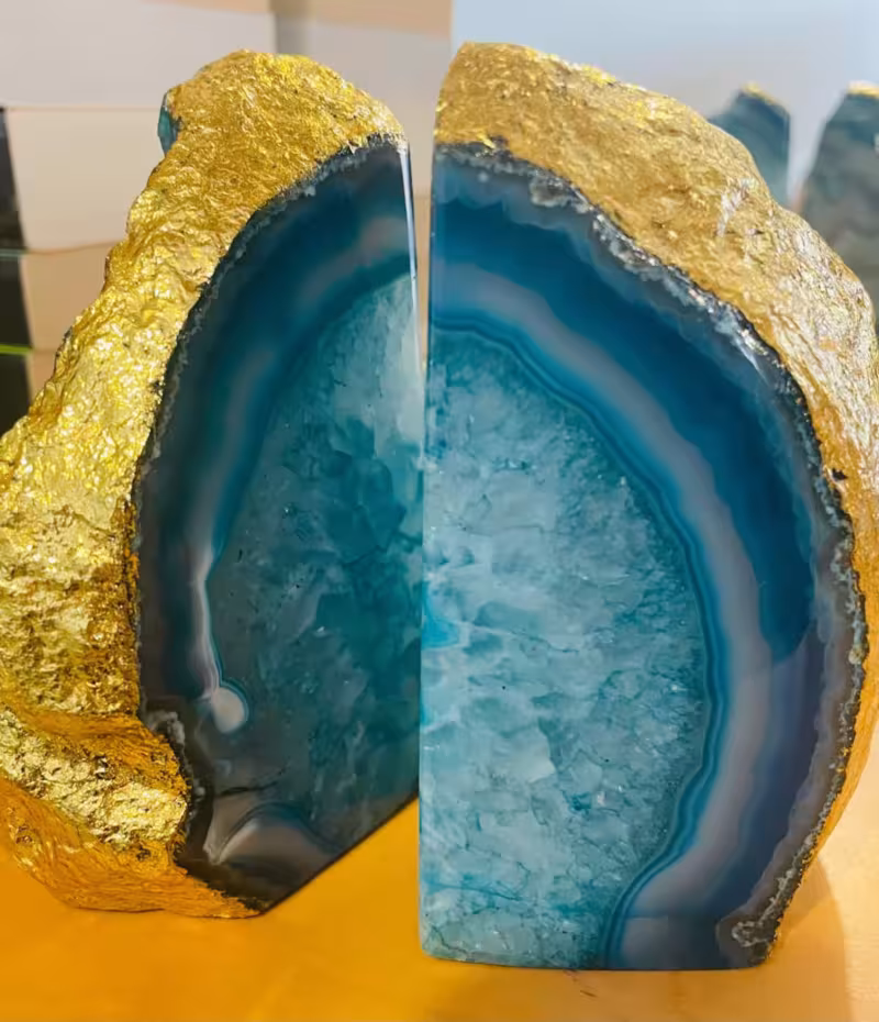 presse-livres agate sarcelle or