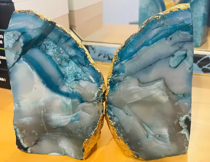 presse-livres agate sarcelle or