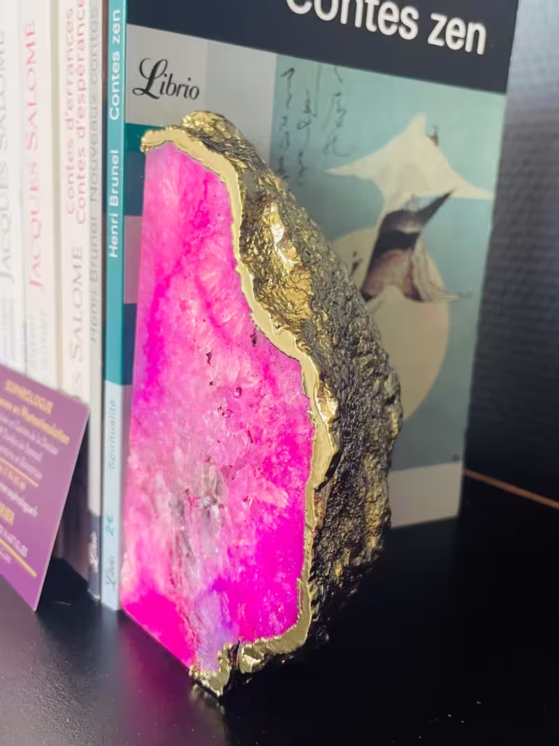 presse-livres agate rose or