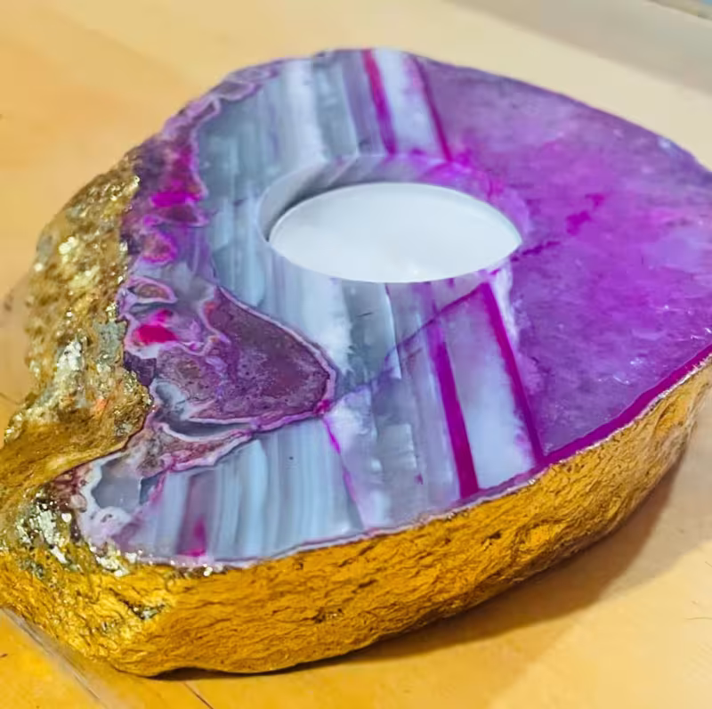 bougeoir agate rose or