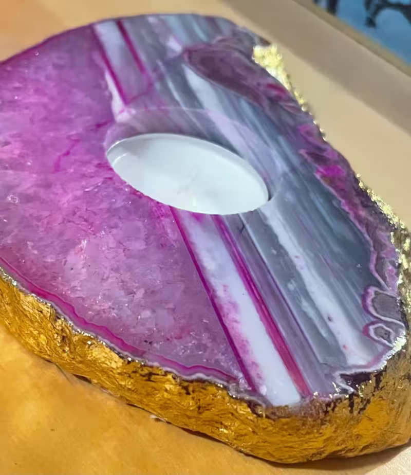 bougeoir agate rose or