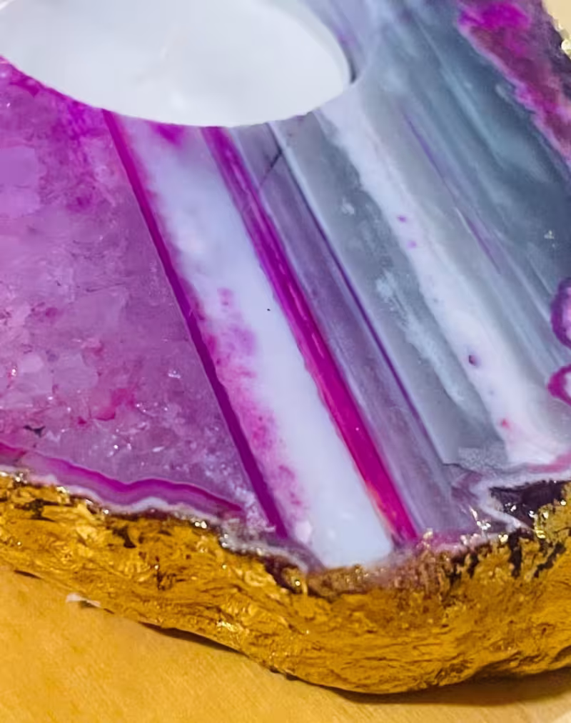 bougeoir agate rose or