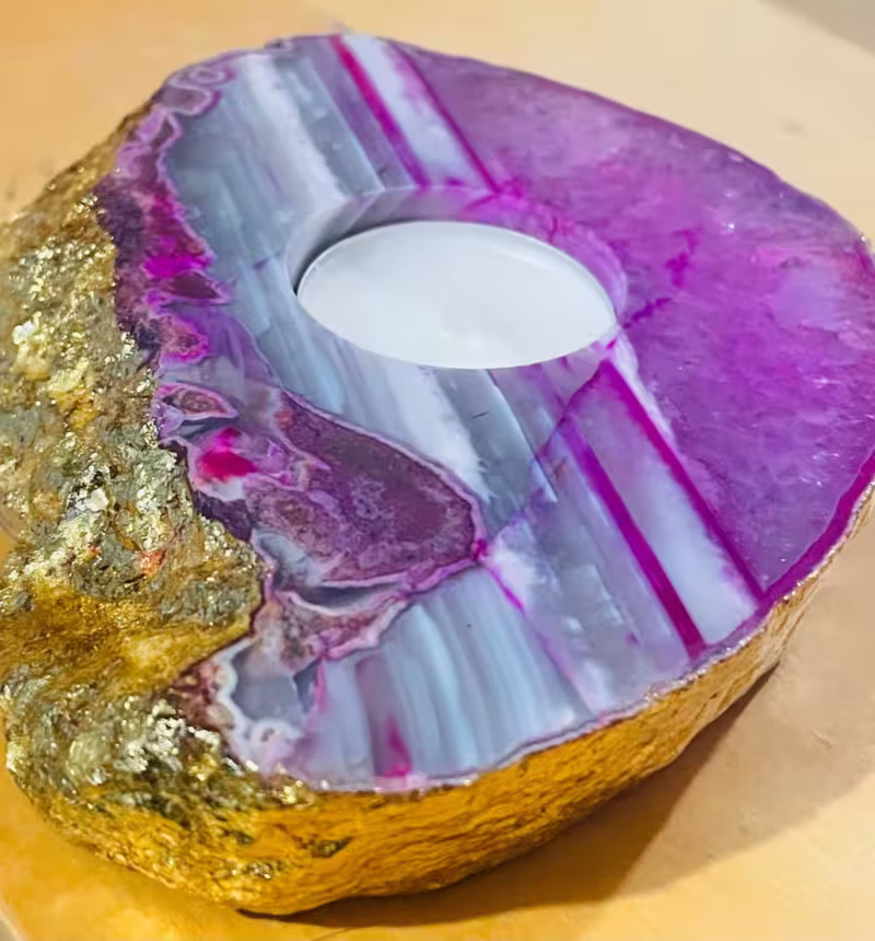 bougeoir agate rose or