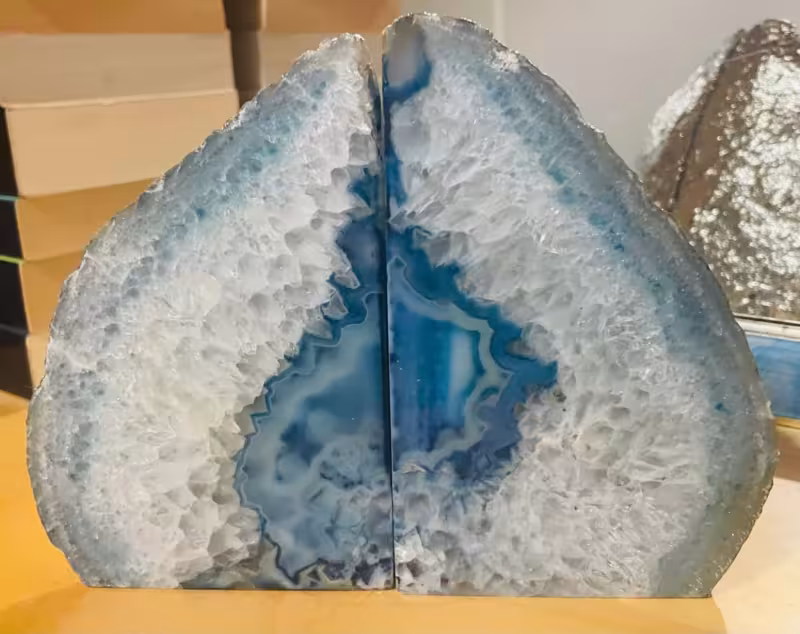 serre-livres agate bleu argent