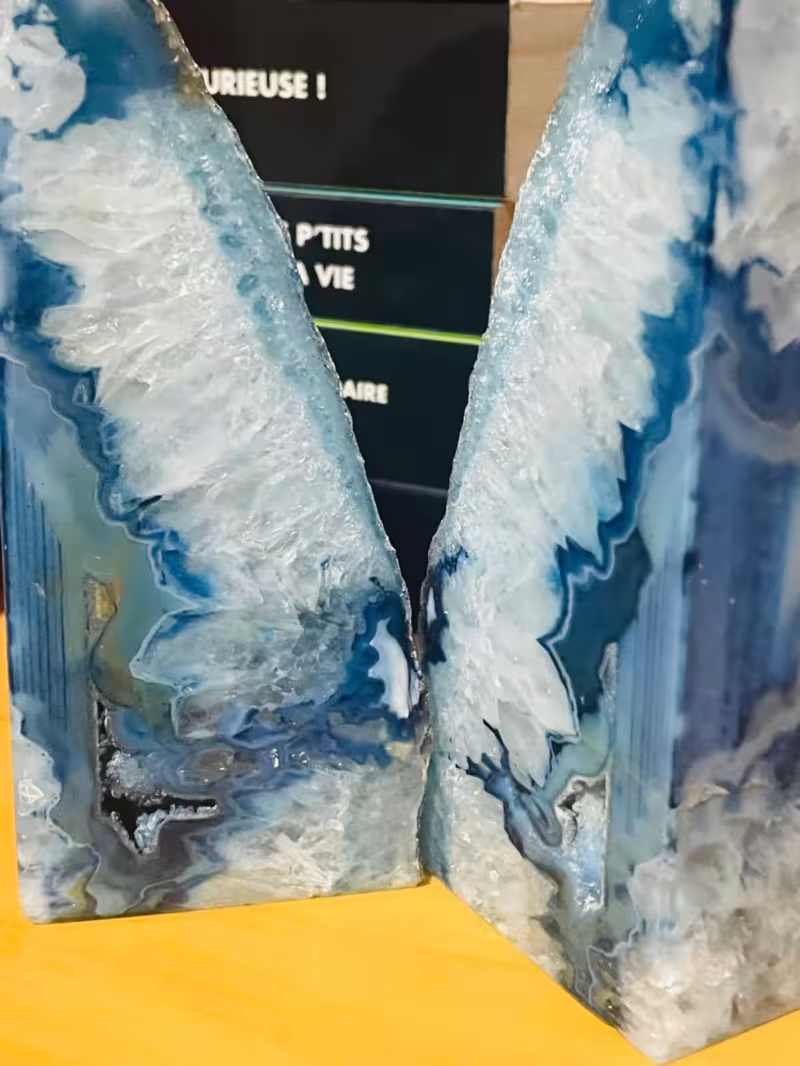 serre-livres agate bleu argent