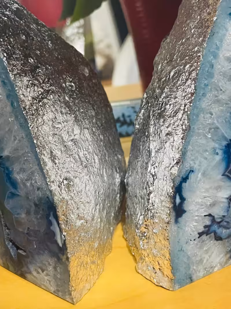 serre-livres agate bleu argent